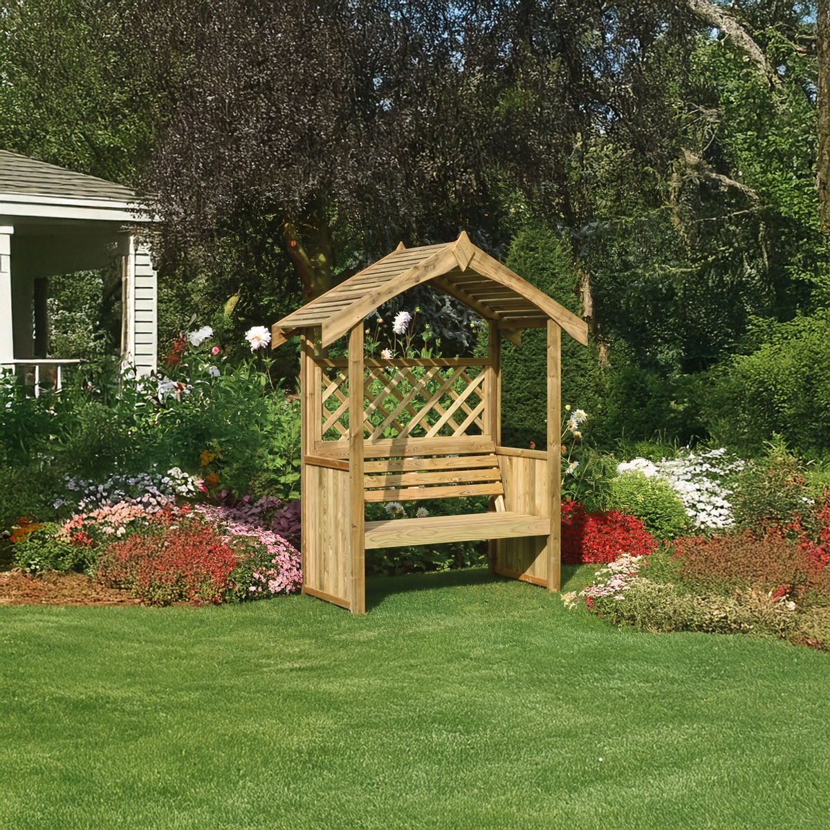 Sanozo Rustic Wooden Garden Arbour Bench with Vintage Charm