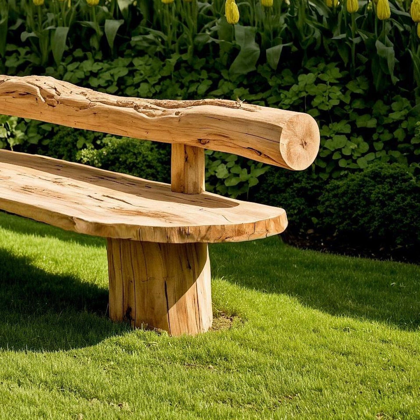 Sanozo Rustic Solid Wood Bench – Handcrafted Garden & Patio Seat