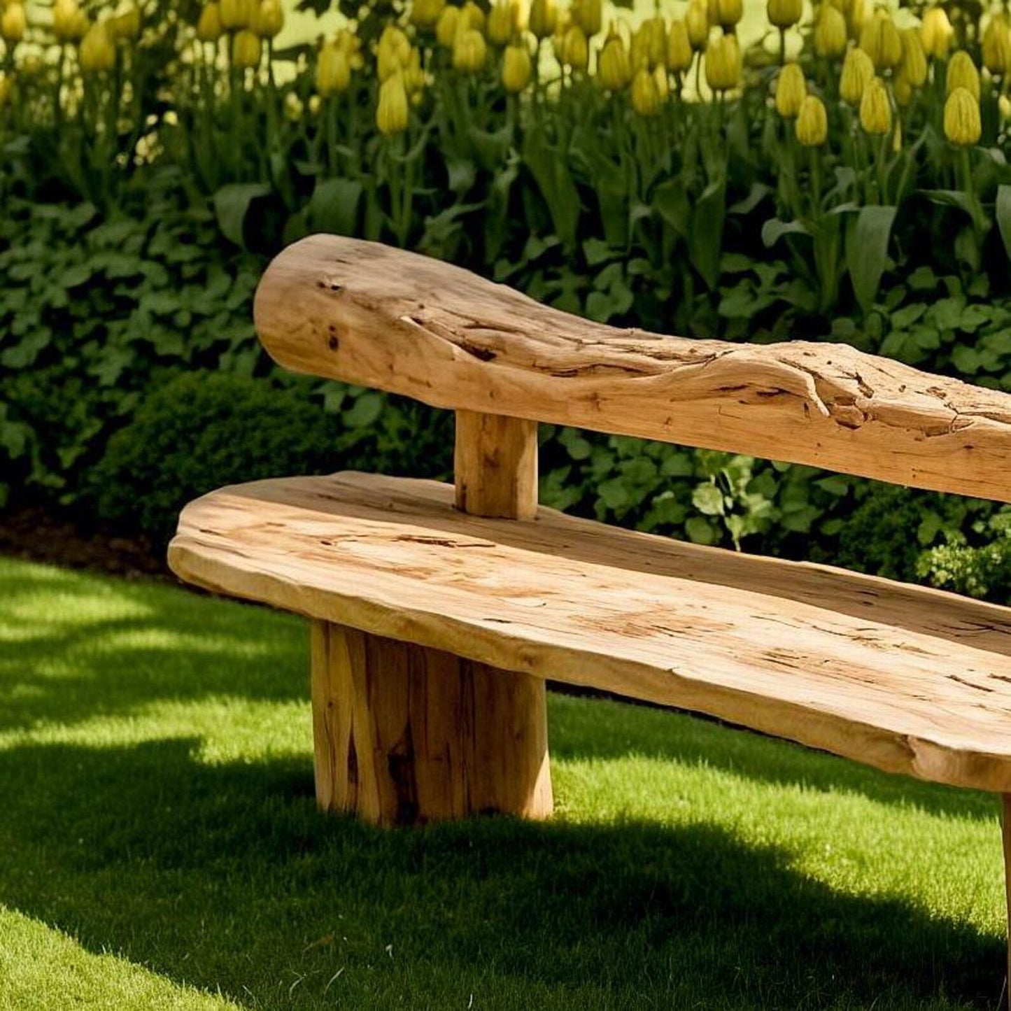 Sanozo Rustic Solid Wood Bench – Handcrafted Garden & Patio Seat