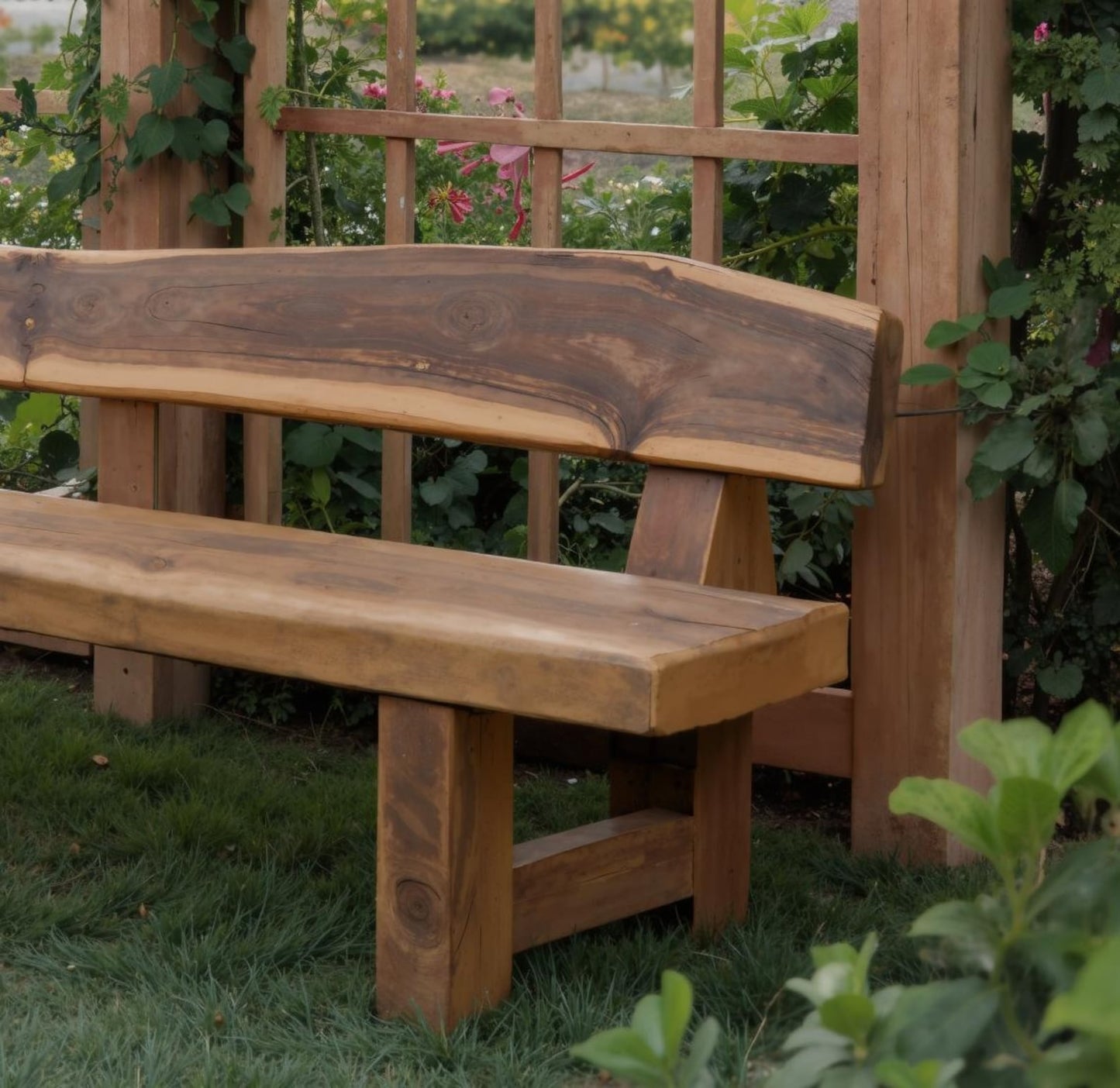 Sanozo Rustic Outdoor Wooden Garden Bench for Patio & Porch