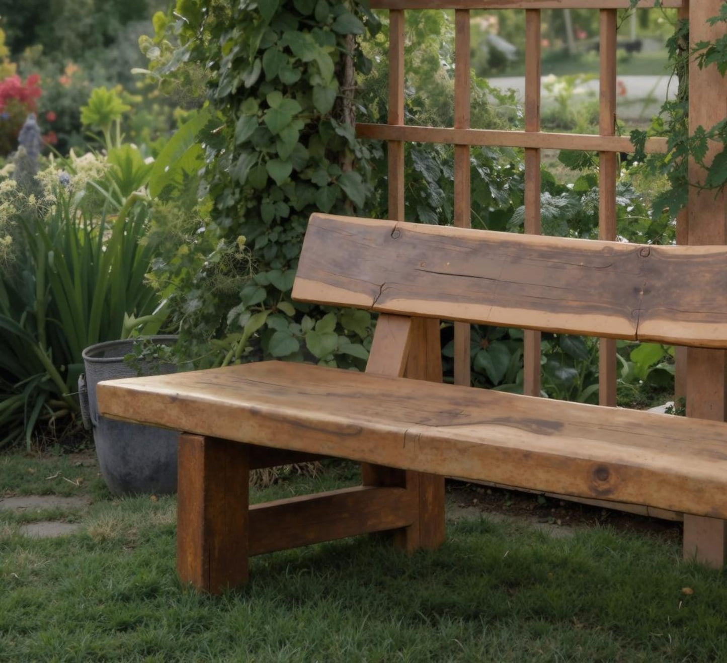 Sanozo Rustic Outdoor Wooden Garden Bench for Patio & Porch
