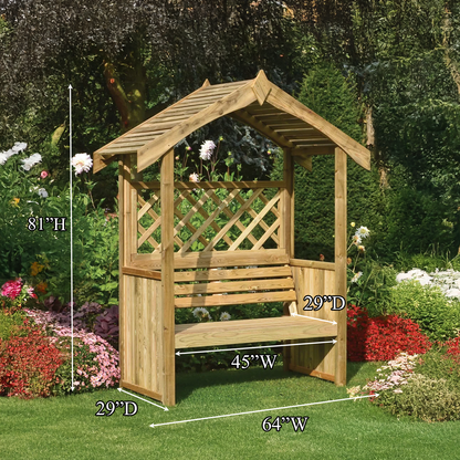 Sanozo Rustic Wooden Garden Arbour Bench with Vintage Charm