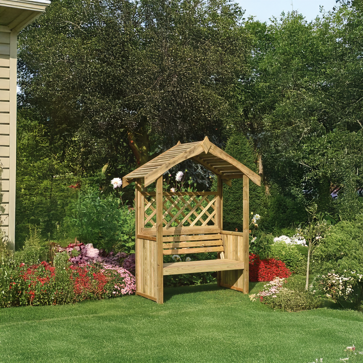 Sanozo Rustic Wooden Garden Arbour Bench with Vintage Charm